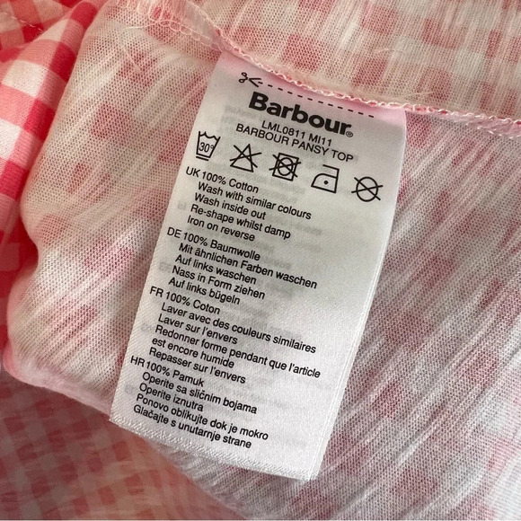 Barbour Pansy Gingham Cotton Top Pink White 12 NWT Classic Spring Preppy Coastal - Picture 4 of 5